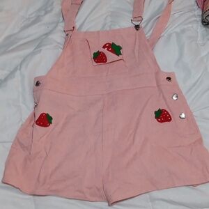 Strawberry overall shorts